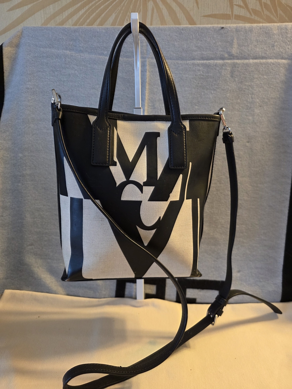 MCM Black & White Mini Tote Crossbody Bag
